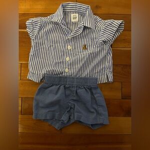 GAP Blue Striped Kids Shirt and Shorts Set